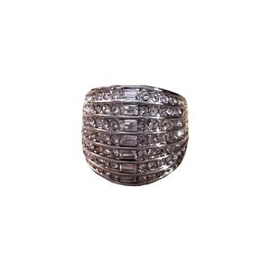 RSC Cocktail Ring with gorgeous crystals, silver tone. This ring is a size 6.5.
